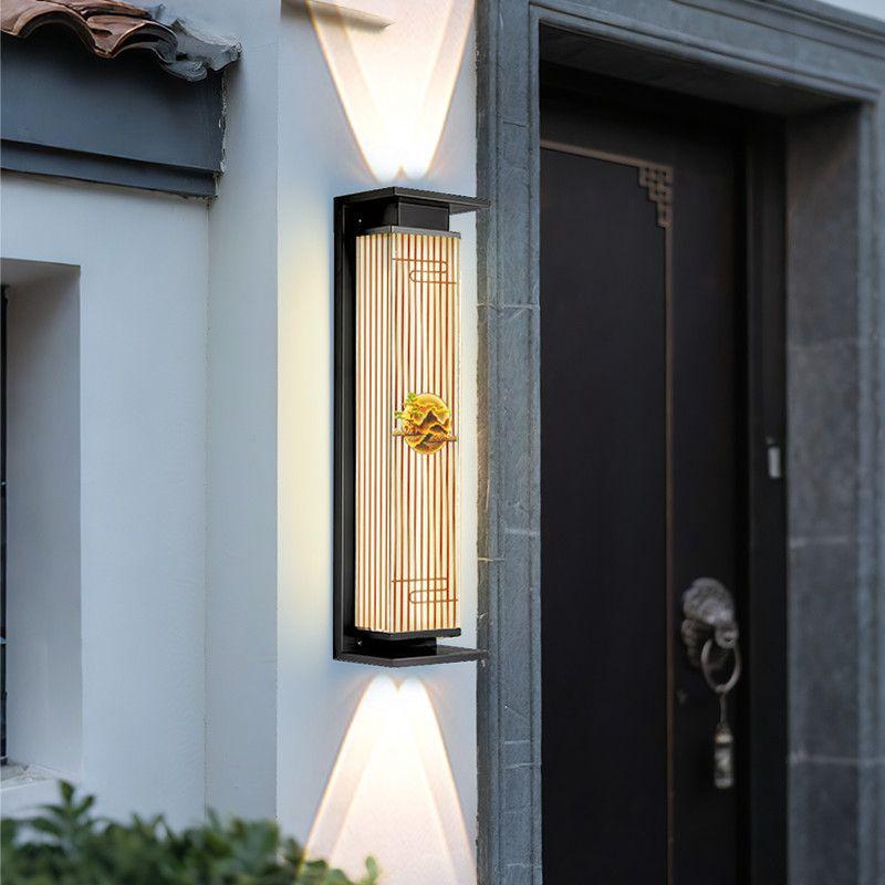 Luxury Chinese Style Solar Waterproof Wall Lamp: Up & Down Outdoor Light for Garden, Balcony, or Villa.