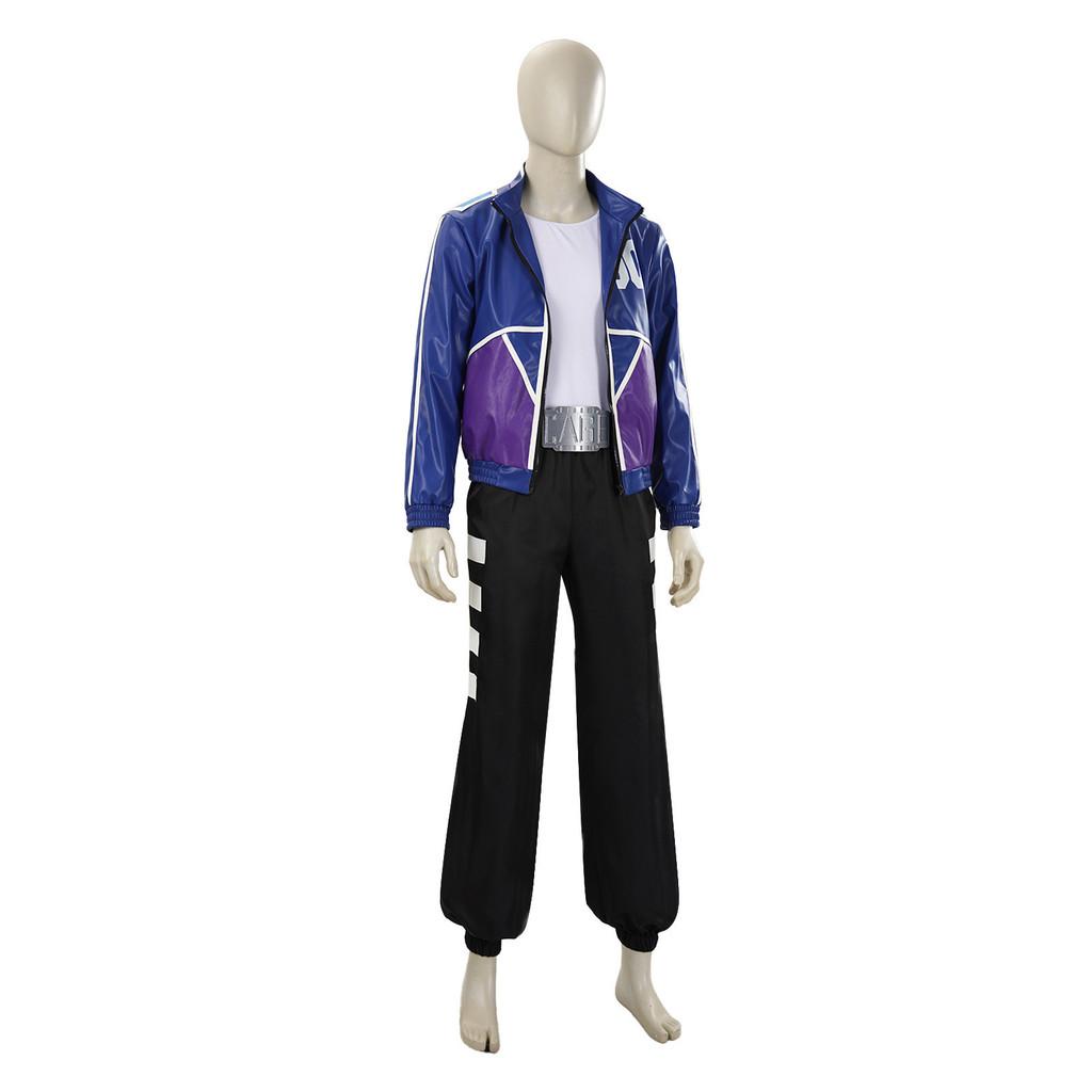 Johnny Cage Cosplay Costume With Glossy Blue Purple Jacket For Anime Role Play