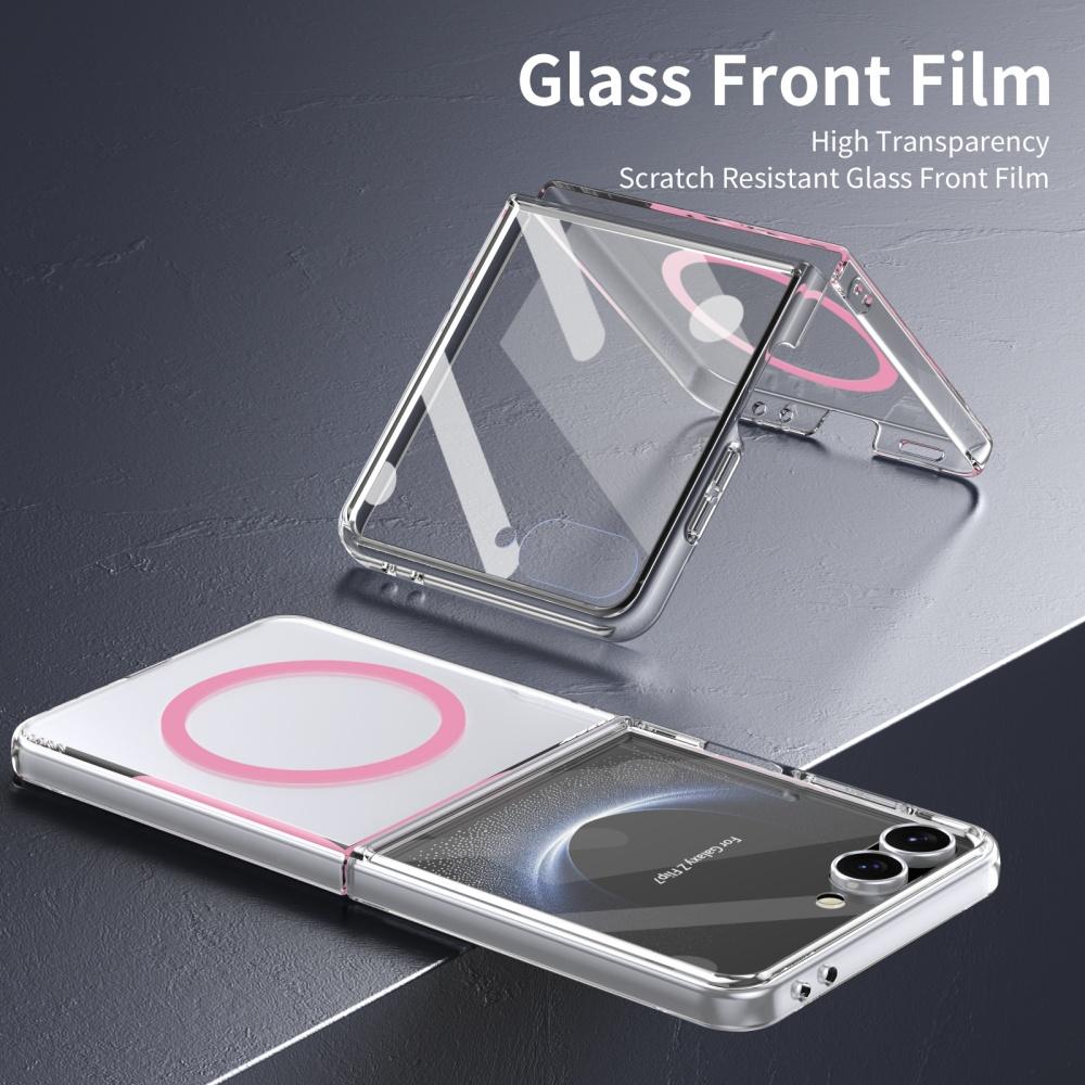 Luxury HD Clear Magsafe Magnetic Fold Phone Case for Samsung Galaxy Z Flip 7 6 5 4 with Screen Protector Wireless Charge Cover