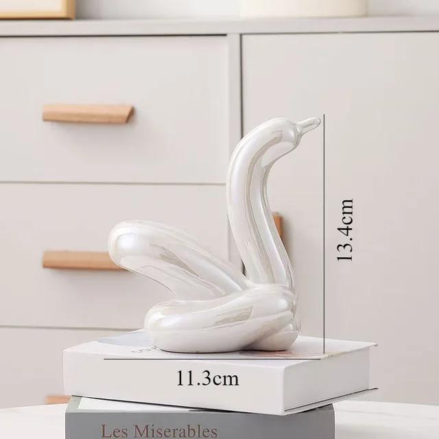13.4cm Mini Creative Swan Abstract Ceramic Ornament Sculpture Study Room Statue Home Office Accessories Decoration Gift