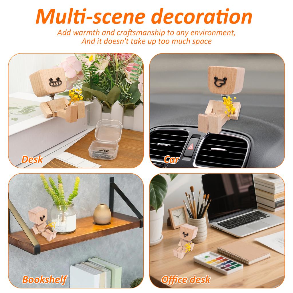 Shaking Wooden Man Figurine Handmade Shaking Man Statue Cute Little Wooden Statue That Sways Shaking Feet Wooden Doll for Office