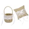 Rustic Wedding Ceremony Burlap Lace Bearer Pillow Decoration