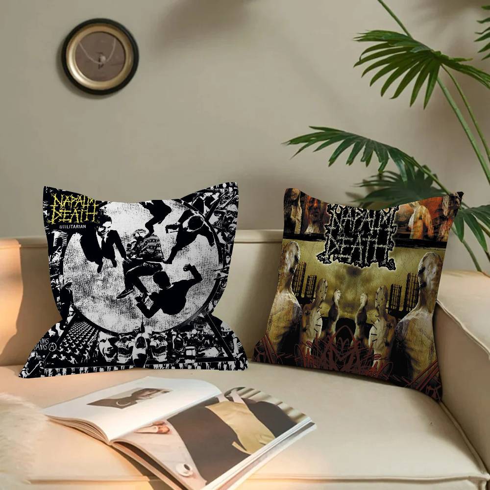 Heavy Rock Band-Napalms-Deaths Pillow Covers Cartoon Sofa Decorative Home Double-sided Printing Short Plush Cute Cushion Cover
