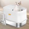 Stainless Steel Large Fully Enclosed Cat Litter Box Top Entry Easy Clean Pet Product Supplies Non-Sticky Cat Bedpans Accessories