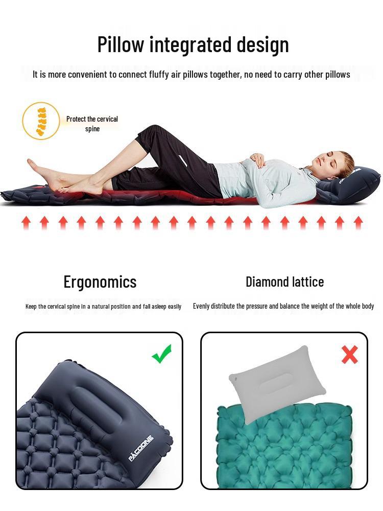 Moisture-Proof Inflatable Camping Air Mattress with Built-in Pump, 500g