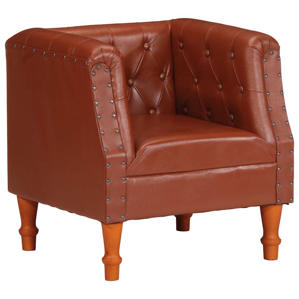 Armchair in Brown Genuine Leather