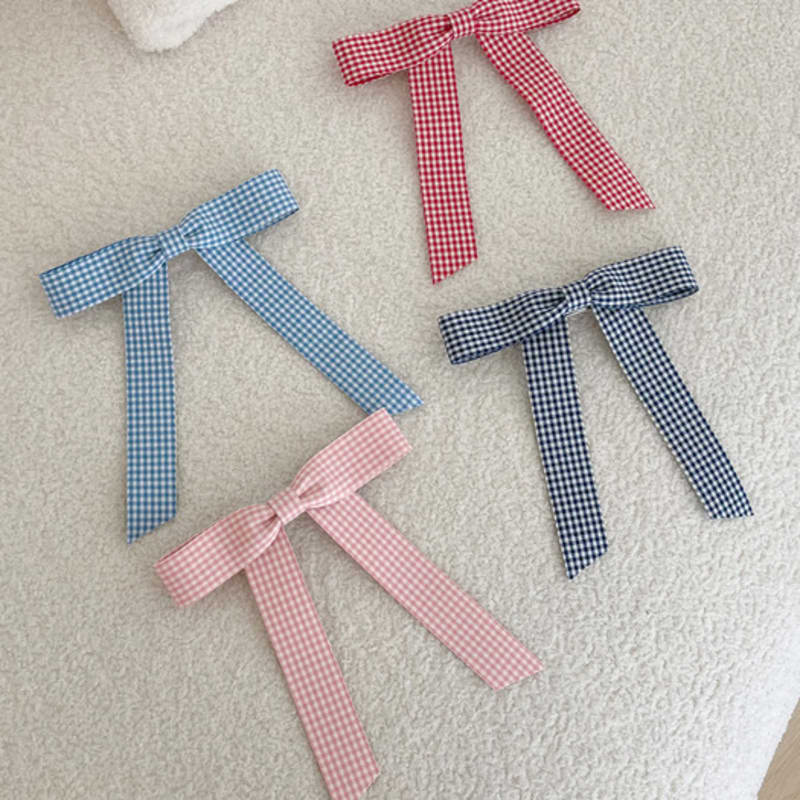 FANTASTIC PLANET Gingham Check Ribbon Hair Pin (4colors)