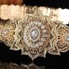 Traditional Hollowed Out Belt Moroccan Caucasus Robe Belt Antique Waistband for Wedding Rhinestones Carving Corset Belt