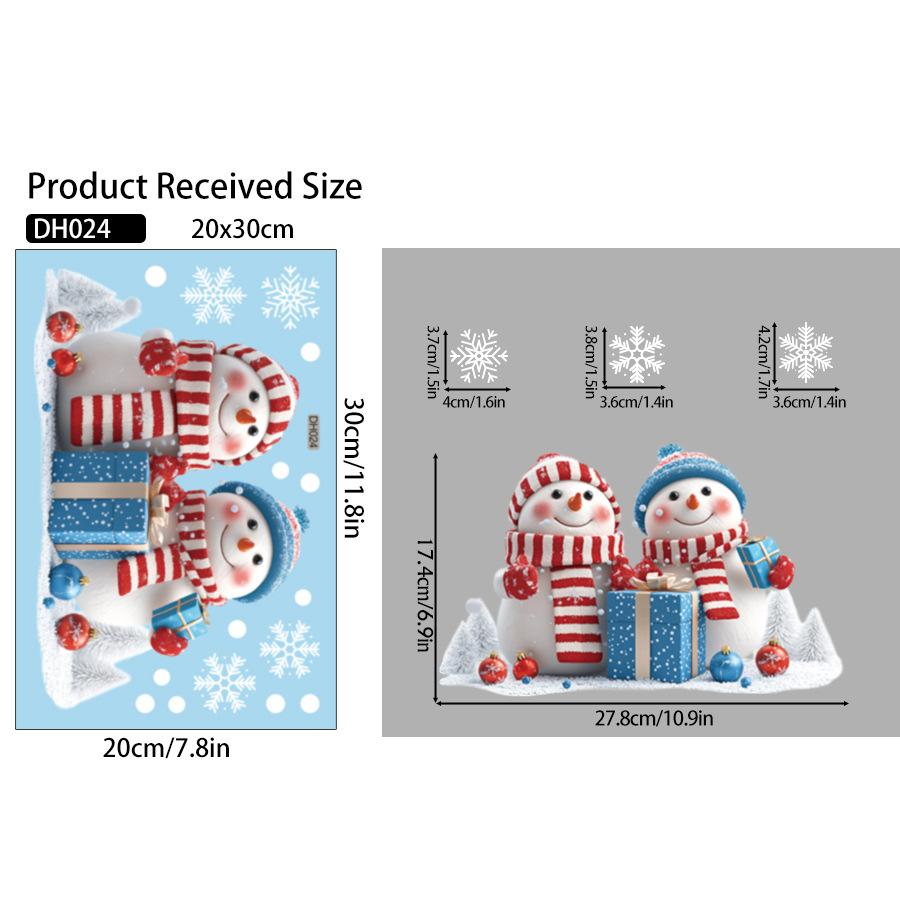 Christmas Snowflake Elk Snowman Glass Sticker Noel Ornaments Xmas Wall Stickers Merry Christma Decor Happy New Year Sticker