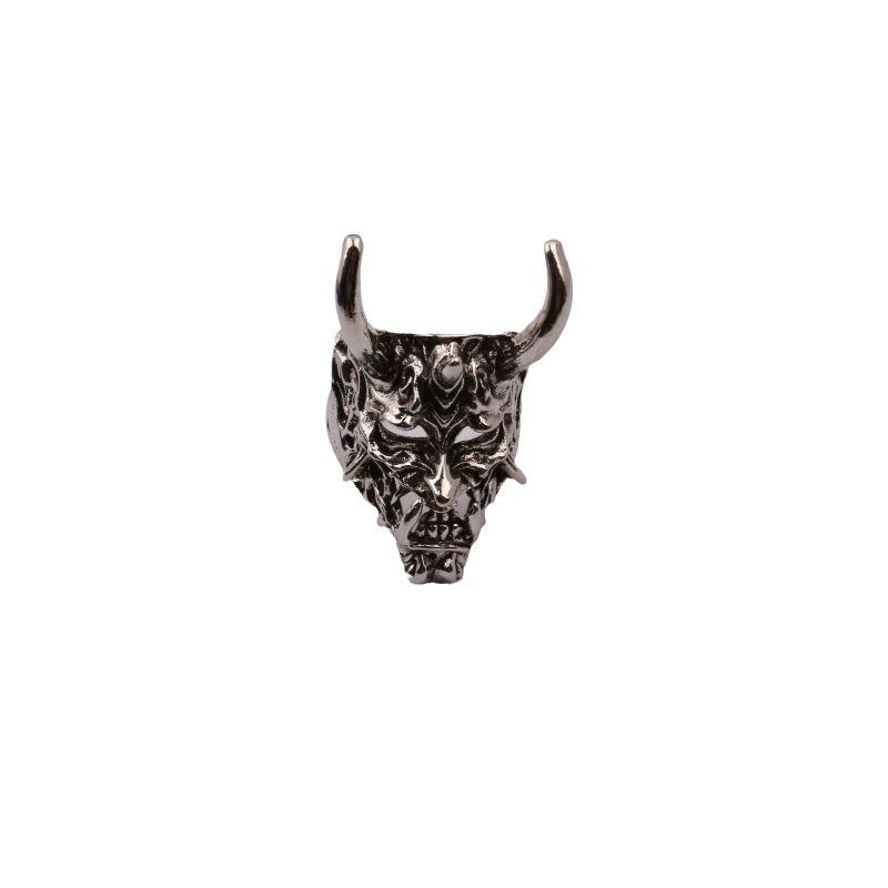 Japanese Red-faced Hannya Mask Open Ring - Dark Aged Punk Trend Jewelry for Boys