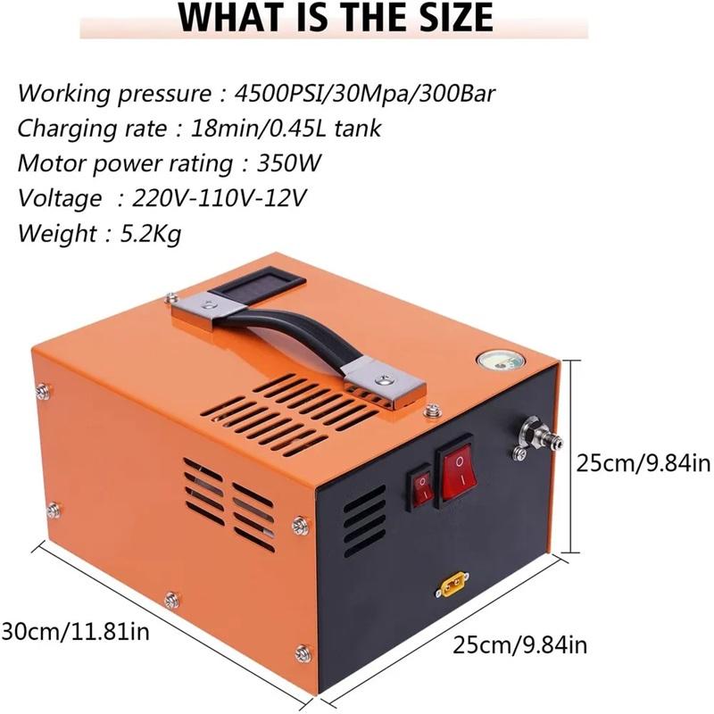 12V Electric High Pressure Air Pump 30mpa Compressed Air Pump Submersible Breathing Pump 4500psi