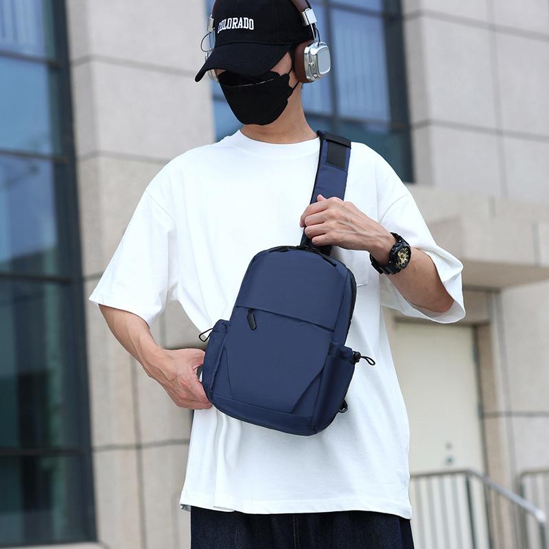 New Chest Bag for Men, Lightweight and Large Capacity Commuting Shoulder Bag, Casual Solid Color, Simple Handheld Crossbody Bag, Trendy