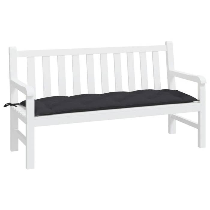 VidaXL Garden Bench Cushion, Bench Cover with String Ties, Waterproof Outdoor Cushion, Black 150x50x7 Cm 361609