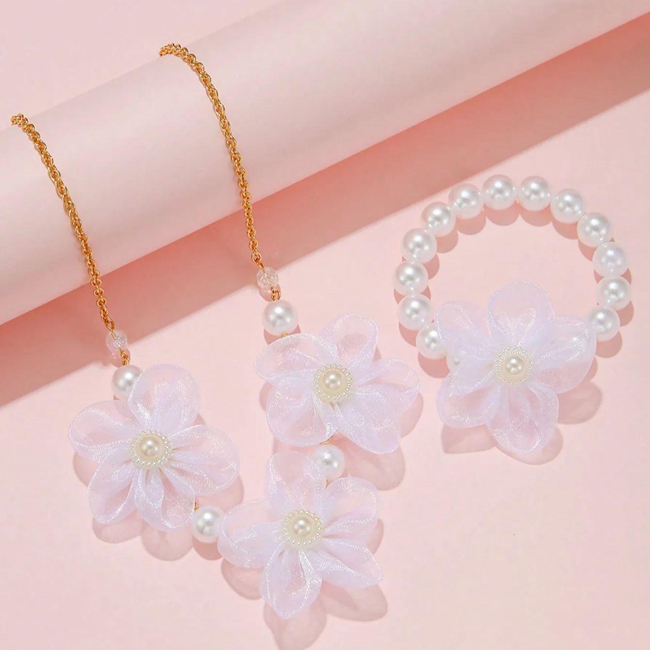 

Детское ожерелье Милые мультяшные аксессуары Принцесса Циркон Циркон Девочки Тюль Цветок Браслет костюм