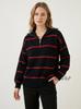 Women's Striped Half Zip Long Sleeve Pullover Sweatshirt Casual Loose Fit Top