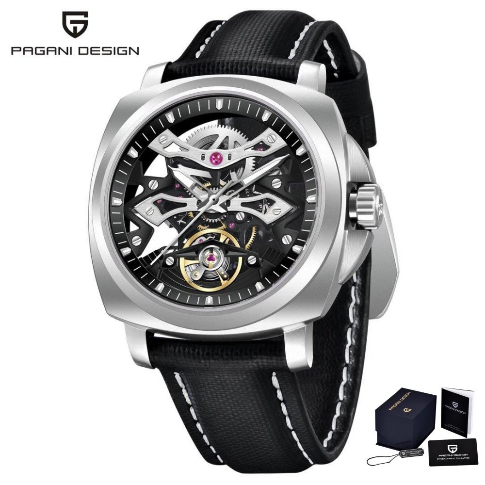 PAGANI DESIGN YS017 Herren Skelett Automatikuhr Kreatives Zifferblatt Tourbillon Saphirglas 100M Wasserdicht Armbanduhren