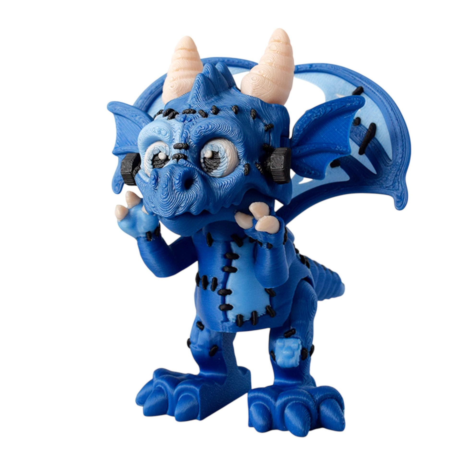 

Cross-Border 3D Printed Blue Armored Dragon Toy Decor Gift 5.5x3.5x10 cm