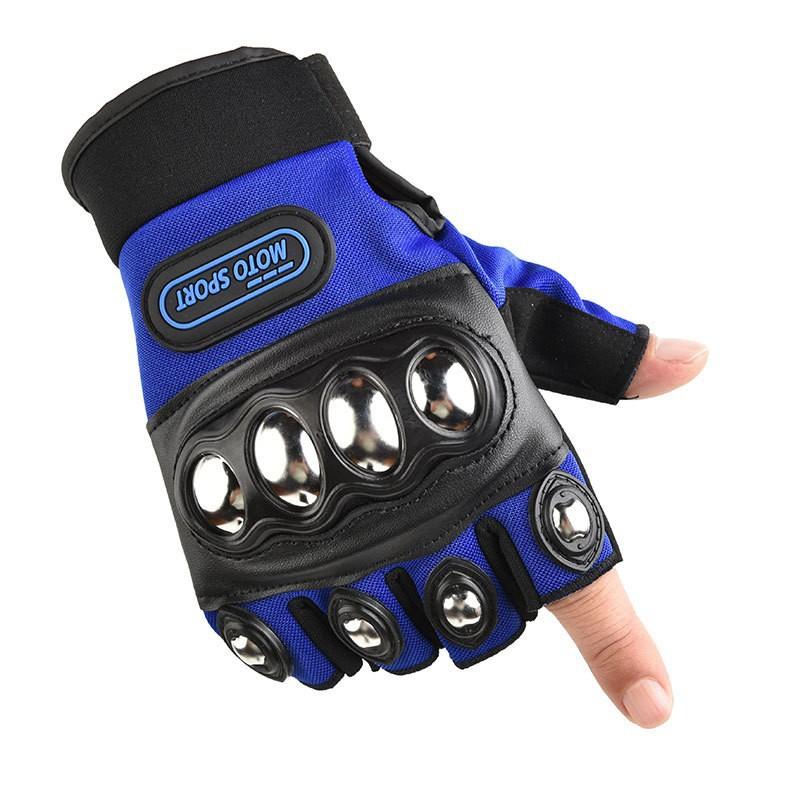 Locomotive gloves men's fitness sports touch screen non-slip outdoor riding protection touch screen stainless steel shell full finger