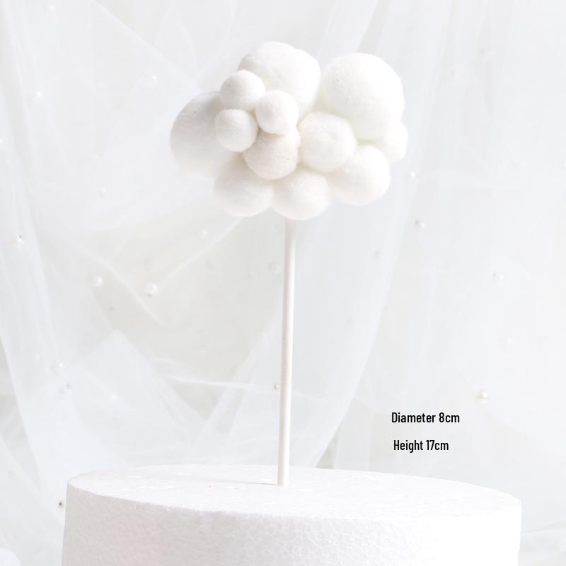 3D Cloud Cake Decorations: Dessert Flags & Fluffy Ball Inserts