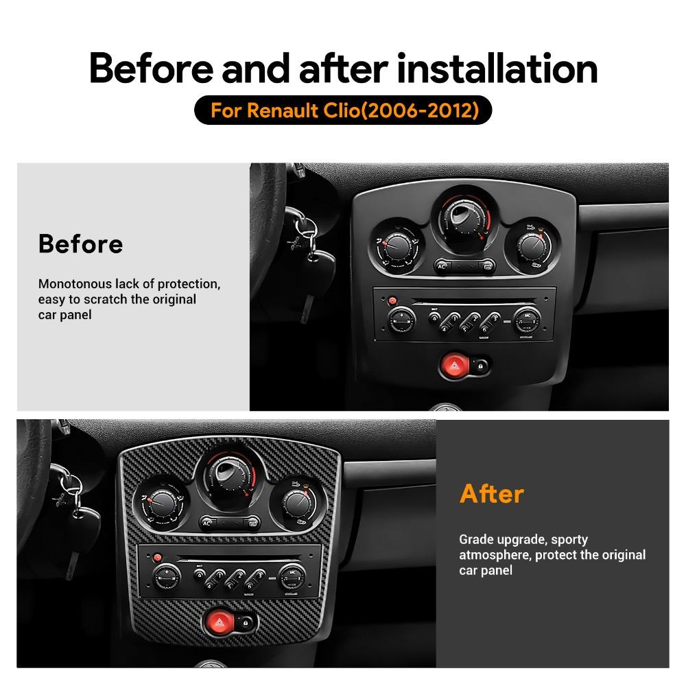 Koolstofvezel Voor Renault Clio 3 MK3 2006-2012 Auto Middenconsole Dashboard Sierlijst Radio AC CD Paneel Cover Sticker Auto Accessoires