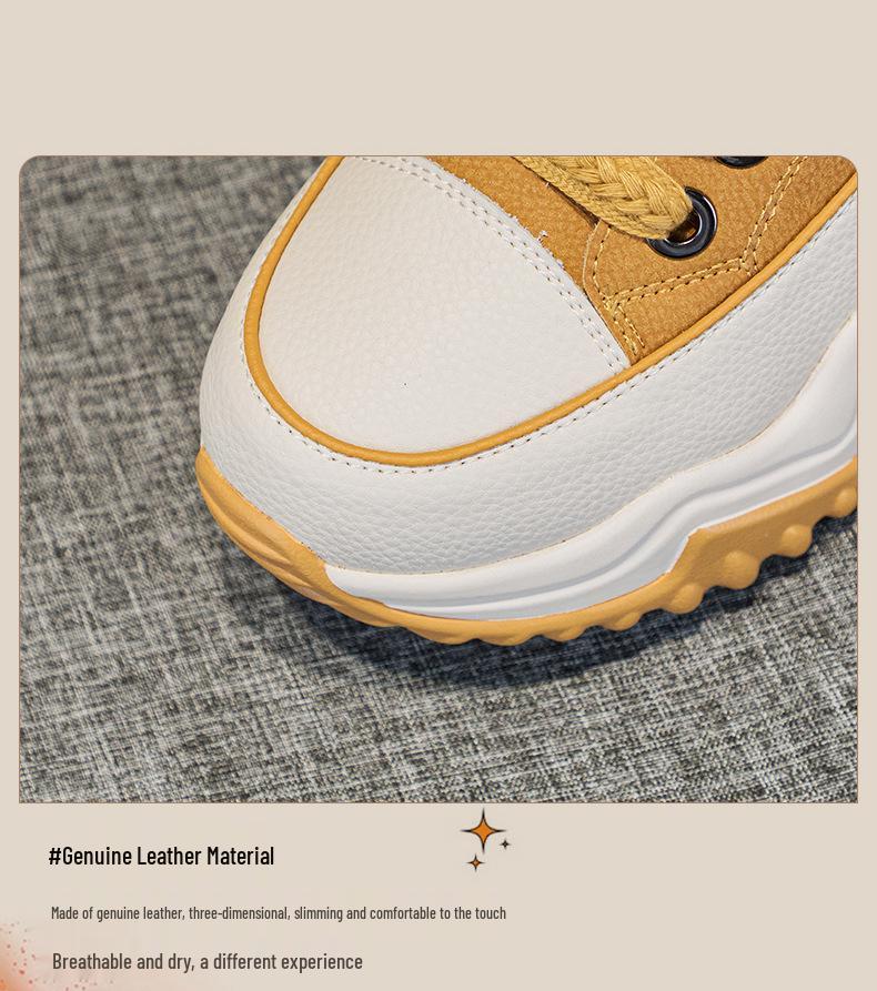 677 Damen 7CM Versteckter Absatz Echtes Leder Plateau Schuhe - Frühling 2025 Koreanischer Stil