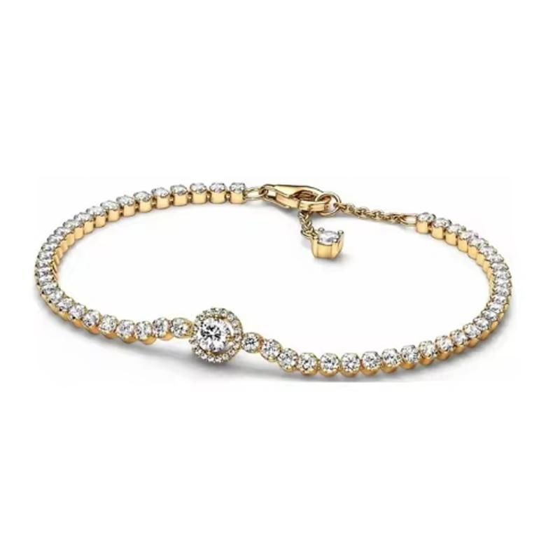 925 silver exquisite tennis bracelet for women s charm bracelet New Year fashion jewelry holiday gift 16-17-18cm золотой