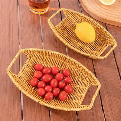 Organizador de Artículos Varios Bandejas de Almacenamiento de Ratán Plato de Frutas Hecho a Mano para Cocina