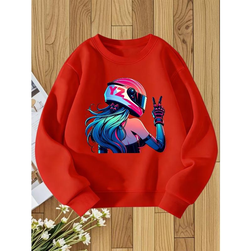 European Size unisex Round Neck Sweatshirt with Fashionable Print, a Versatile Top