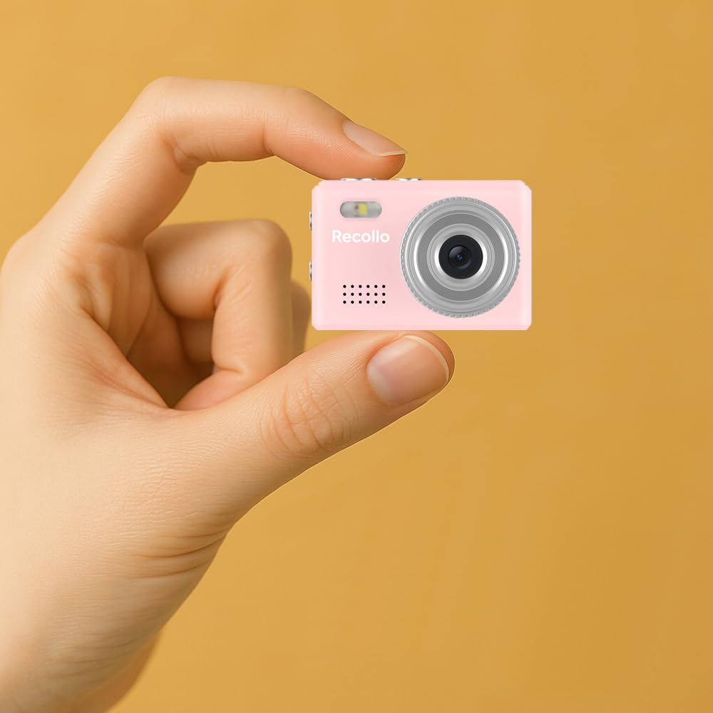 IRT Recollo (Pink) Toy Camera, Mini Compact Digital Camera with Photo and Video Capabilities, Includes MicroSD Card