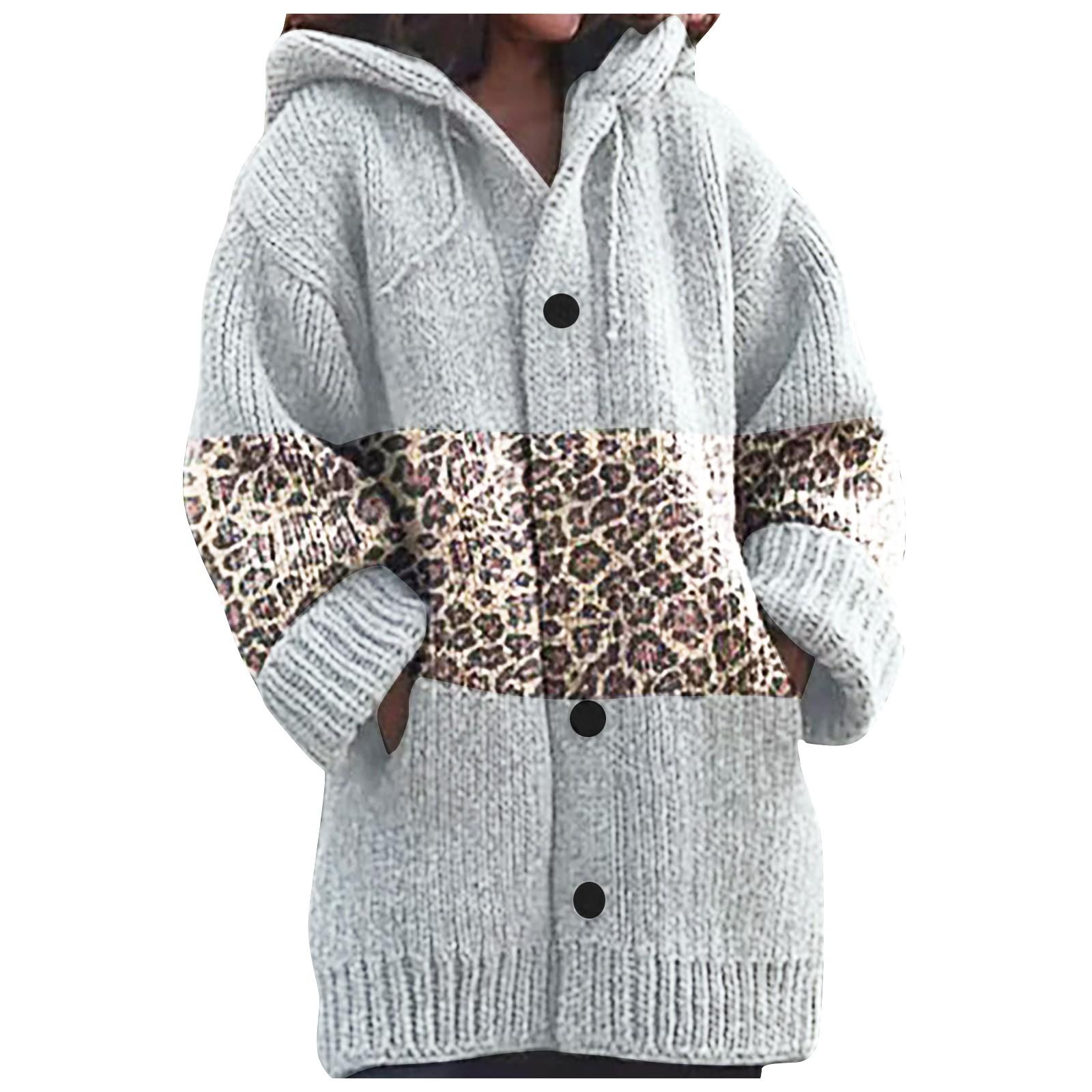 

(СУ)Жіночий модний однобортний светр з довгим рукавом і куртка-джемпер XXXXXL сірий колір