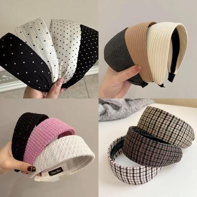 Korean Retro Plaid High Top Fashion Headband & Versatile Hair Clip 2025