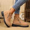 Round-toed Shoes, Side Zipper Boots, Short Boots, Chunky Heels, New Size Short Boots for Women