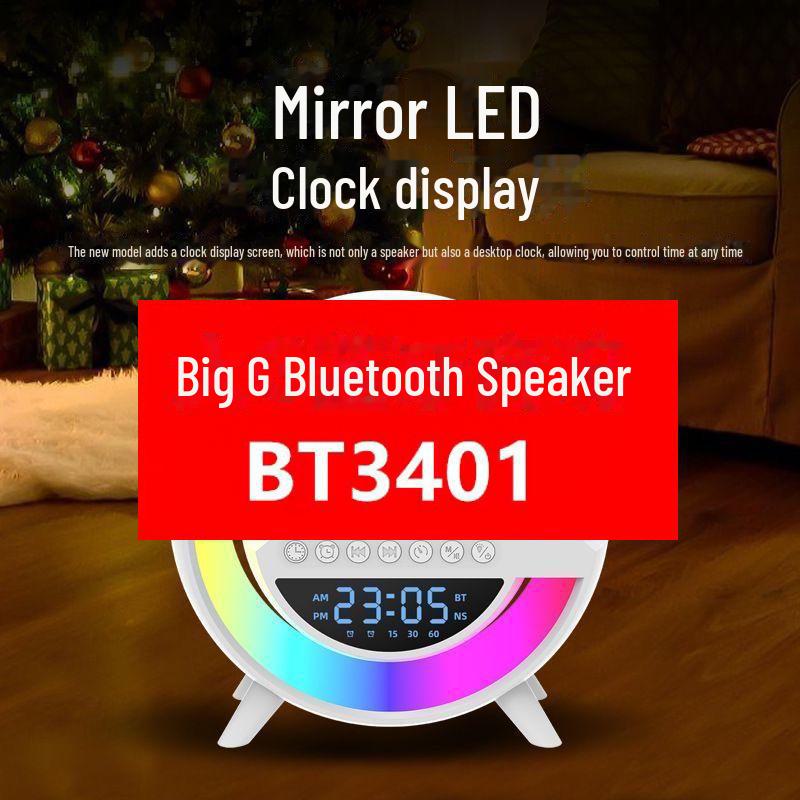 2024 G3401 Smart Bluetooth Speaker with Wireless Charging, Alarm Clock, and Atmosphere Night Light