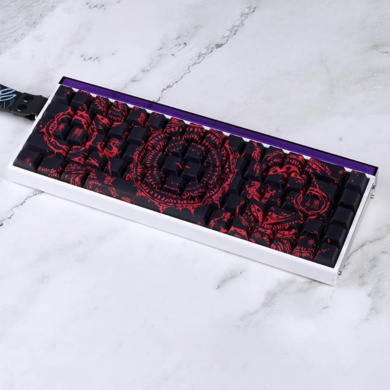 Side Printed Keycaps Intricate Pattern Theme for 60% 68% Mechanical Keyboards Heat Sublimation Printing