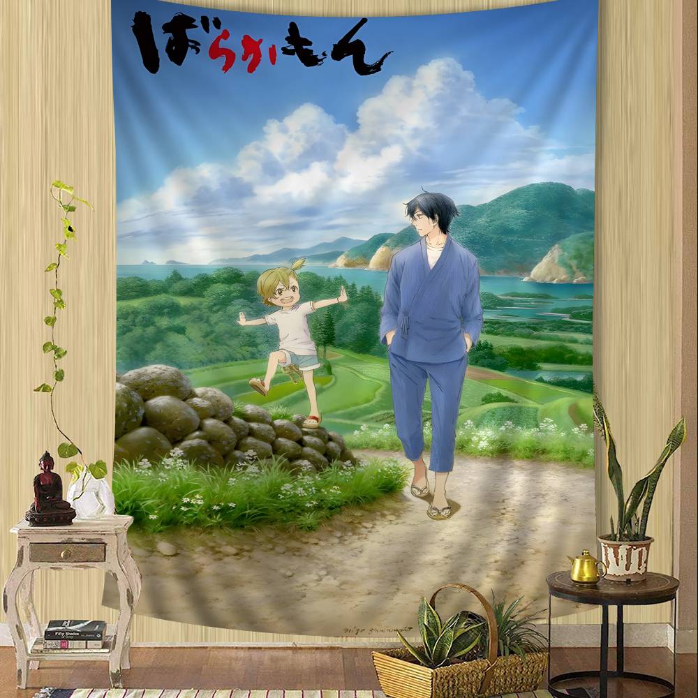 Japanese Anime Barakamon Wall Tapestry Hanging Tarot Hippie Wall Rugs Dorm Wall Hanging Sheets