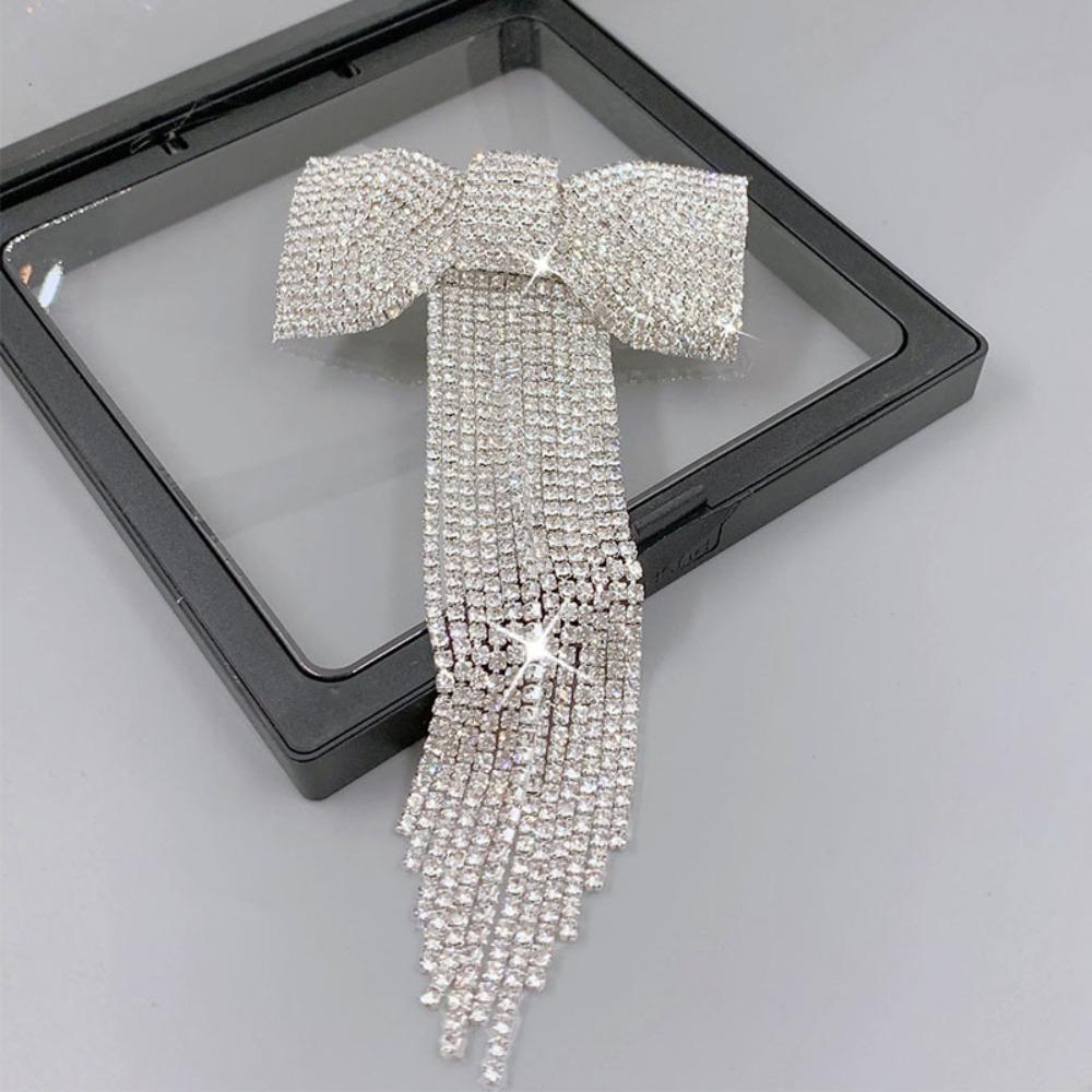 Rhinestone Bow Fringe Hairpin Temperament Bow Hair Clip New Spring Hair Clip  Women
