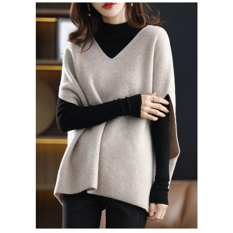 Gilet lavorato a maglia casual a tinta unita con scollo a V, senza maniche, da donna, autunno inverno, vintage, versatile, pullover canotta