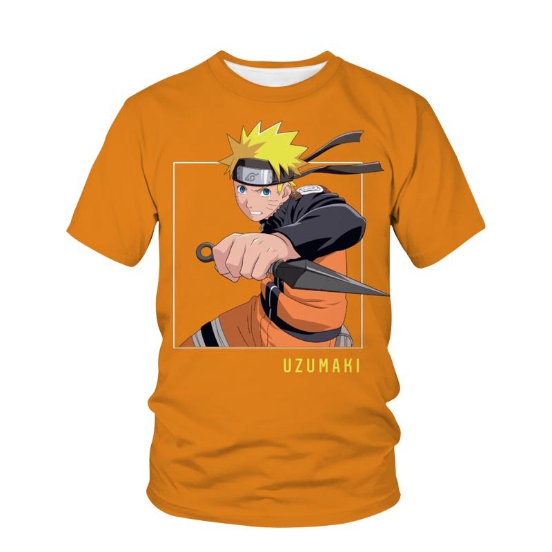 Children's Anime Naruto 3D Digital Print Boy Street Trend Round Neck Short Sleeved T-shirt