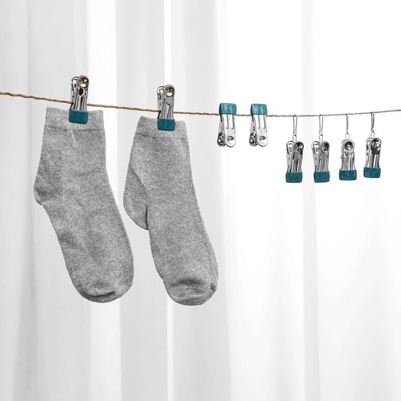 10 szt. Klipsy do ubrań ze stali nierdzewnej Klamerki do prania Haczyk Przenośny Klips do wieszania ubrań Organizer do ubrań do szafy Wieszaki