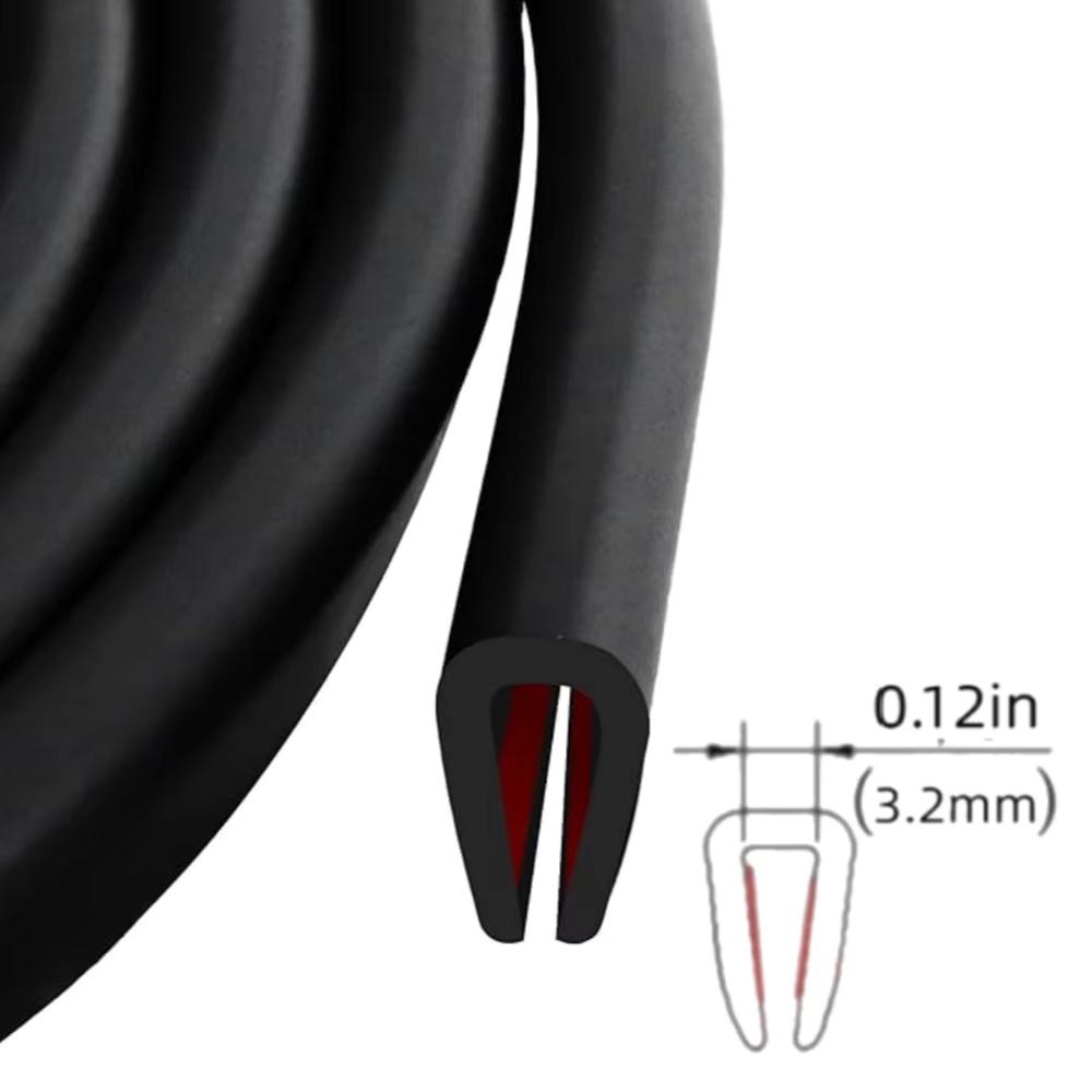 Tira de Sellado de Bordes de Goma en Forma de U de 3 metros/5 m Protector Negro Sellado de Bordes para Puertas de Coche, Vidrio, Panel Metálico, Maquinaria