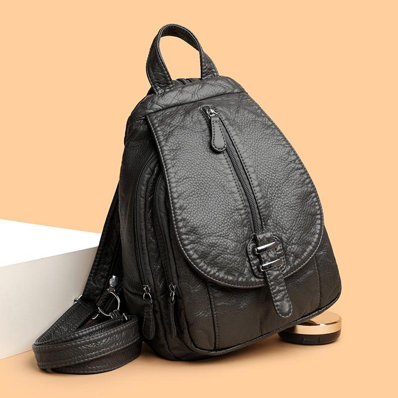 Damen Retro Rucksack PU Leder Große Kapazität Multifunktional Modische Brusttasche