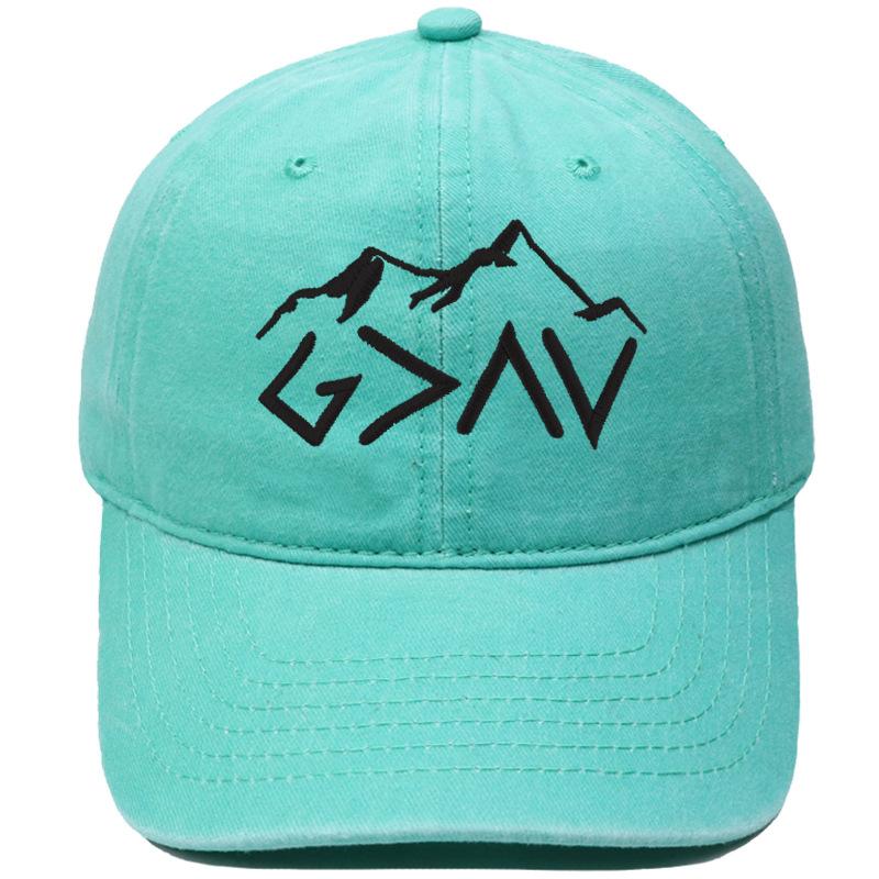 Mountain peak GOD symbol embroidered baseball cap retro dad hat men's and women's leisure outdoor hiking visor