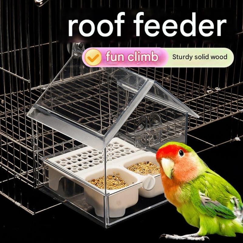 Durability Bird Feeders Two Separate Food Chambers Transparents Container Tracking Effortlessly Refill Stable Cage