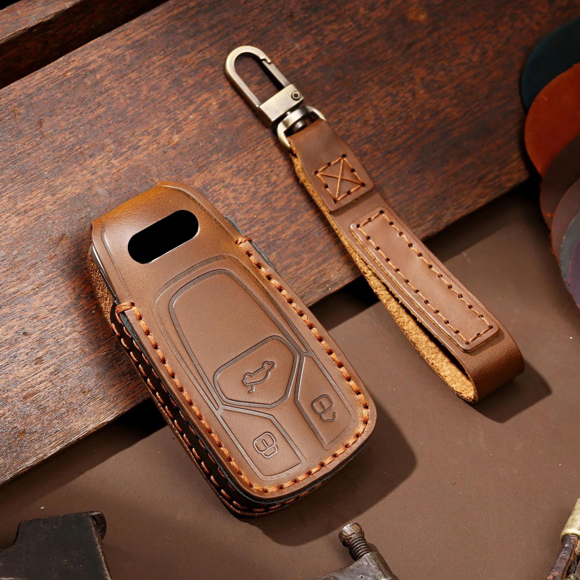 

Роскошный чехол для автомобильного ключа, кожаный протектор для брелока, аксессуары, брелок для ключей для A6 A4L A5 A7 A8L Q7 Q8 A3, сумка-держатель для брелока