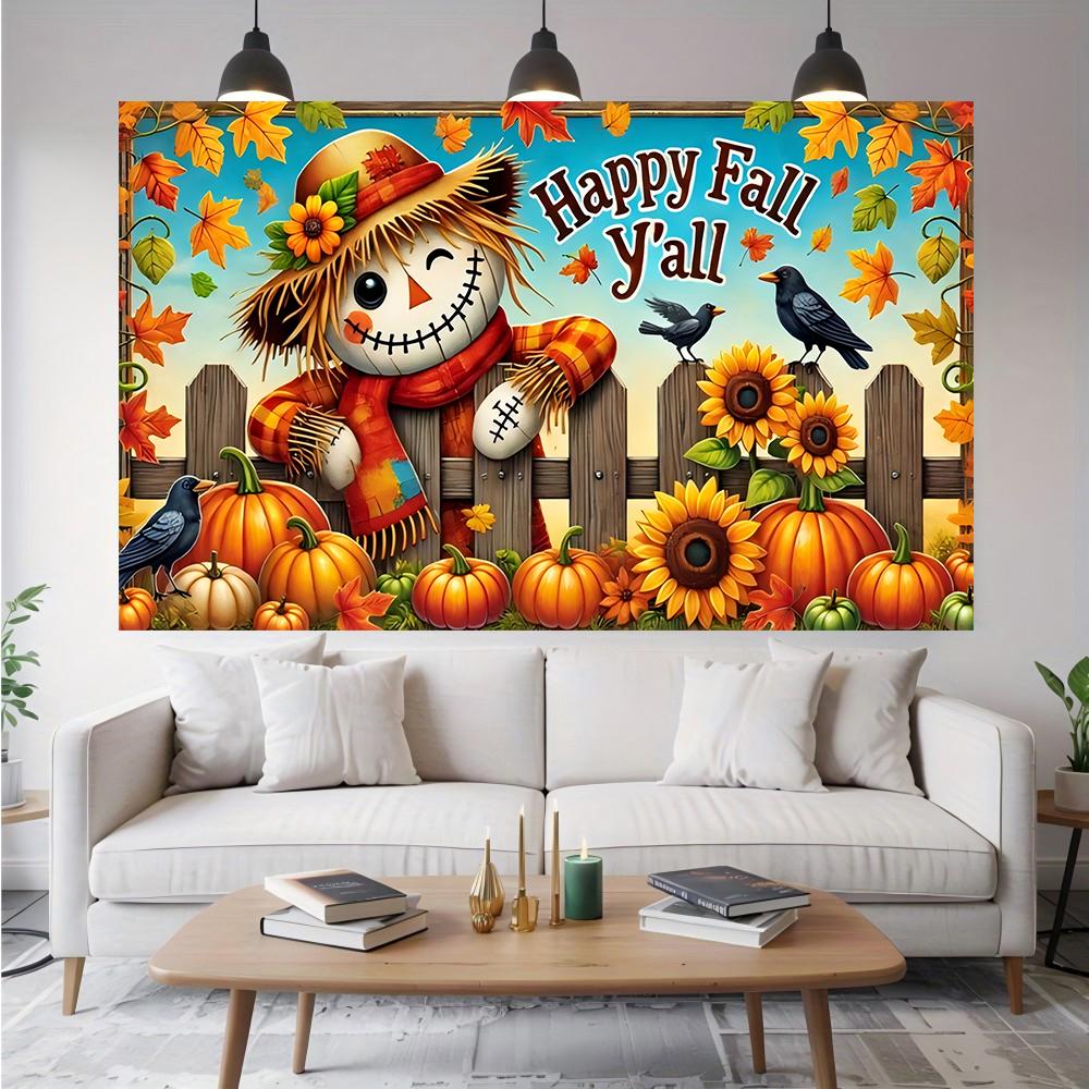1pc happy autumn background fabric banner suitable for autumn decoration supplies anniversaries holiday celebrations