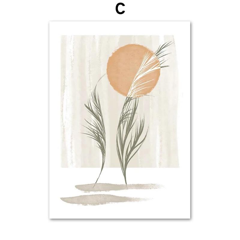 Boho Blätter Sonnenblumen Pflanze Natur Abstrakte Kunst Leinwand Malerei Nordische Poster und Drucke Wandbilder für Wohnzimmer Dekor