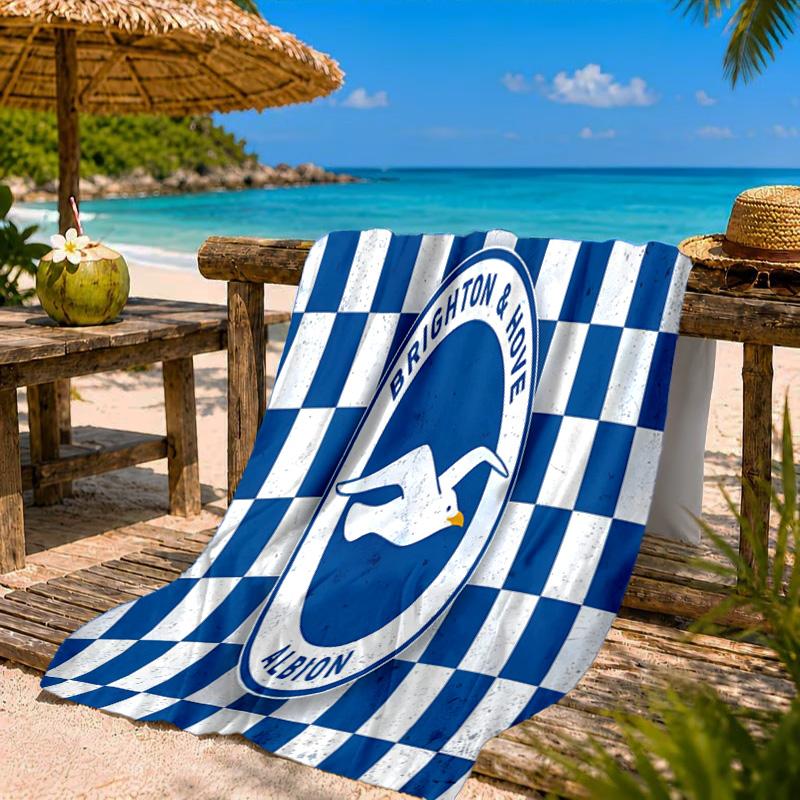 Brighton & Hove football club Beach Towel Microfiber Beach Towel, Lightweight and Quick-Dry, for Summer Travel, Swimming Pool Fan Birthday Gift