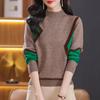 Half High Neck Sweater Women's Autumn and Winter Red Casual Knit Sweater Dragon Long Sleeved Warm Pullover Sweater