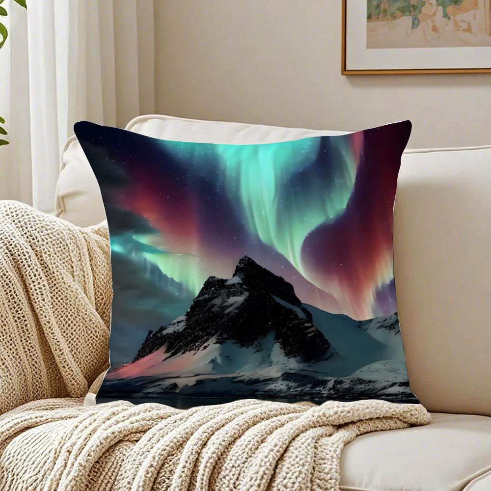 Reathtaking Natural Scenery Art Winter Aurora Cushion Cover Pillowcase Antidustmite living Room Sofa Decor Cushion Room