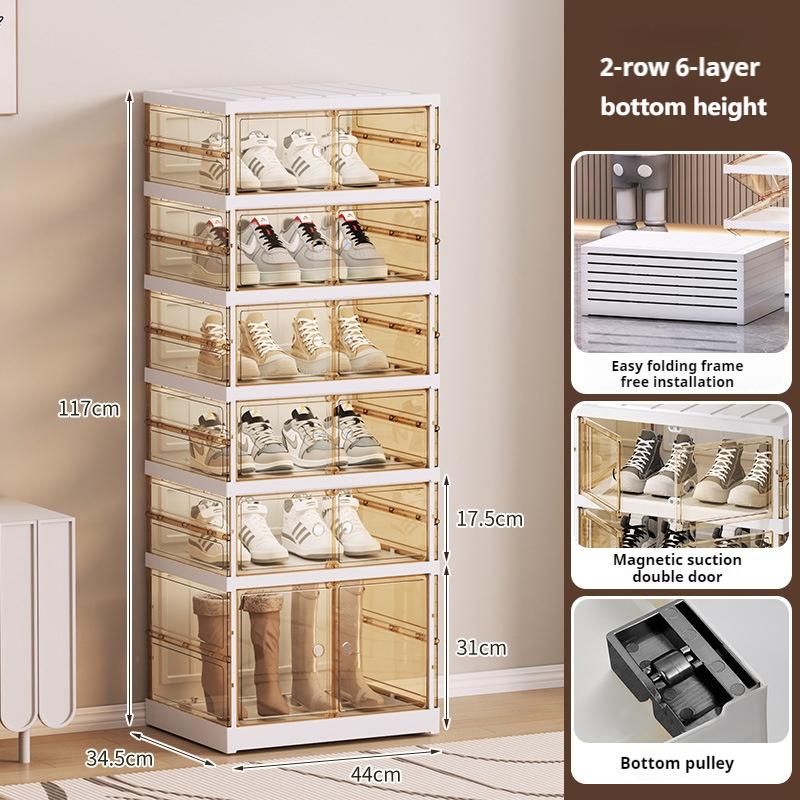 Przenośny Stojak na Buty Składany Wielowarstwowy Duży Szafka na Buty Przezroczysta Plastikowa Szafka na Buty z Pokrywami Łatwy Montaż